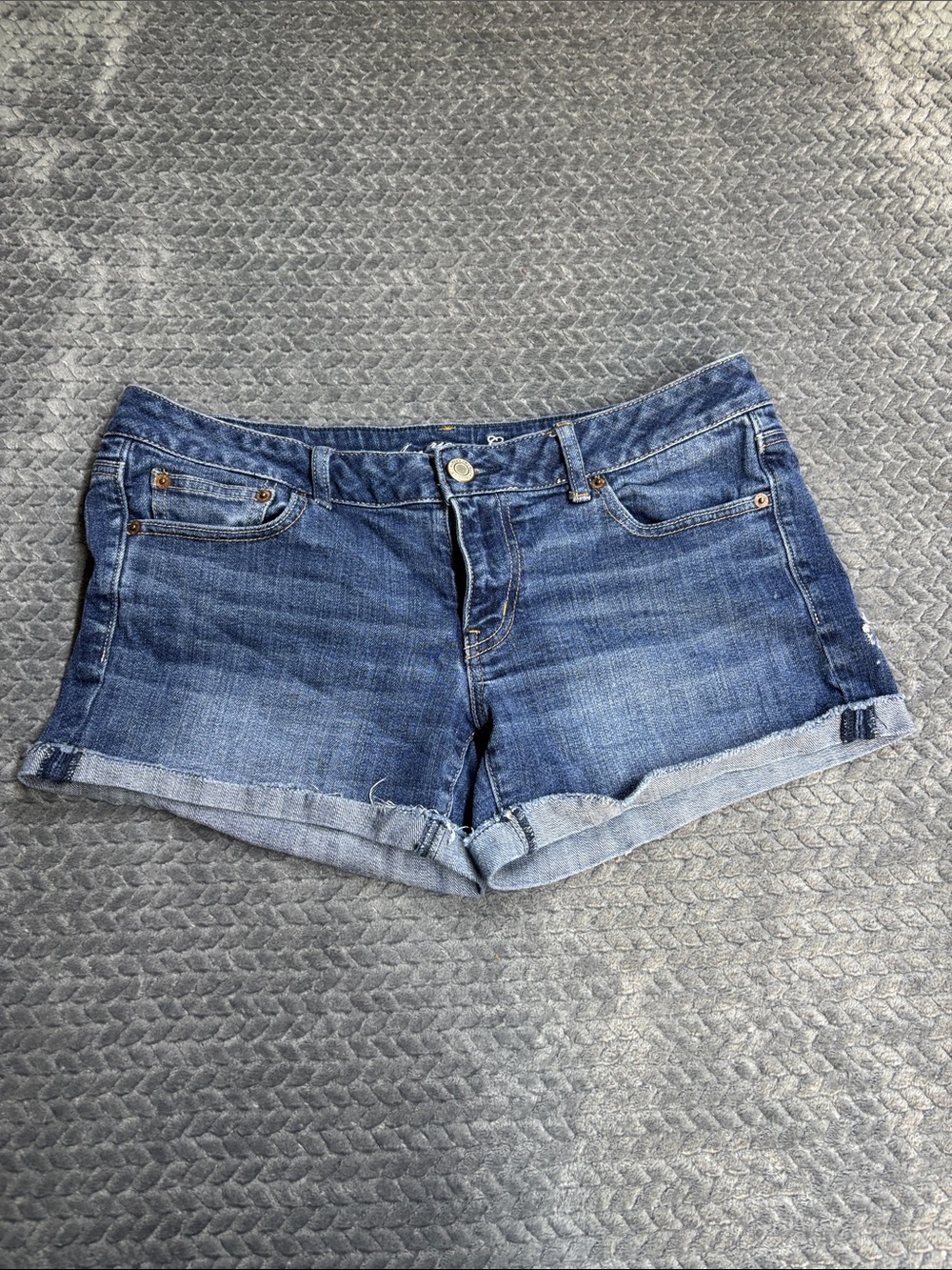 American Eagle Outfitters Medium Blue Denim Rolled-Hem Shorts